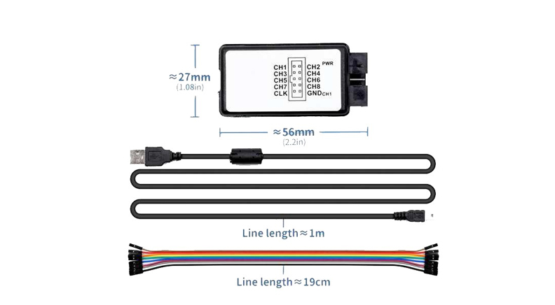 لاجیک آنالایزر USB به همراه بافر 24M 8CH لاجیک آنالایزر USB به همراه بافر 24M 8CH