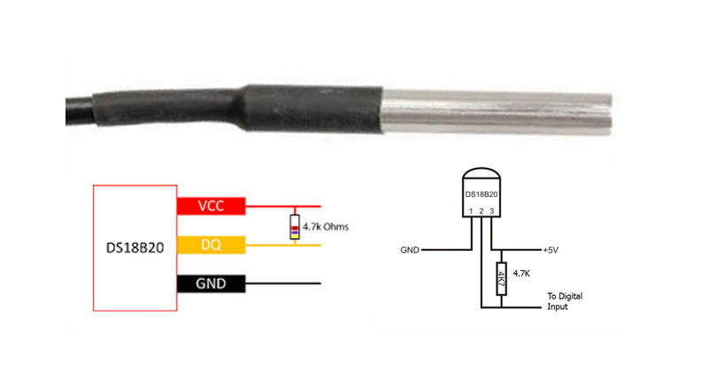 سنسور دمای ضد آب با پوشش استیل ضد زنگ - دماسنج DS18b20