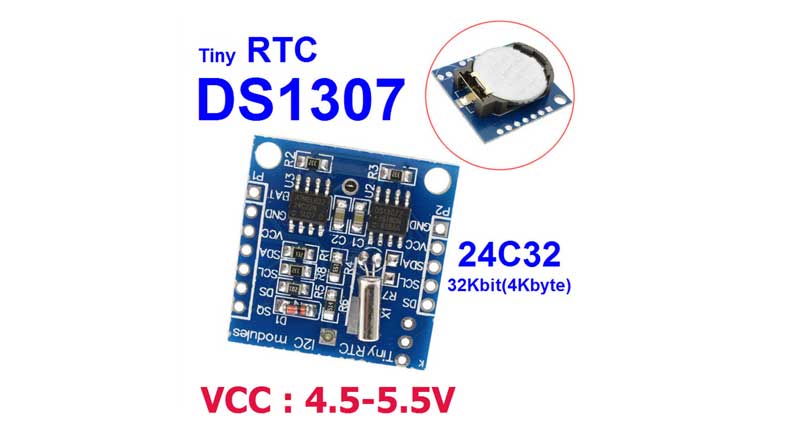 ماژول ساعت DS1307 به همراه حافظه (real-time clock chip)