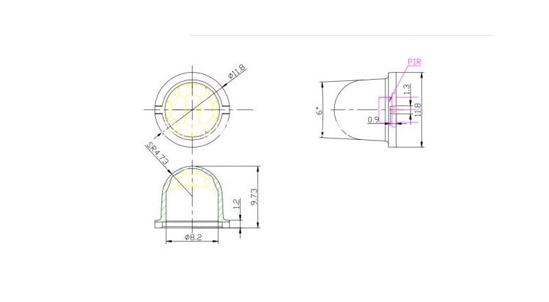 لنز فرسنل PIR سفید  مدل 8308 سایز  8mm  