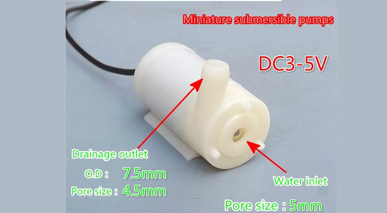 موتور پمپ آب مینیاتوری 5-3 ولت DC مدل HORIZONTAL