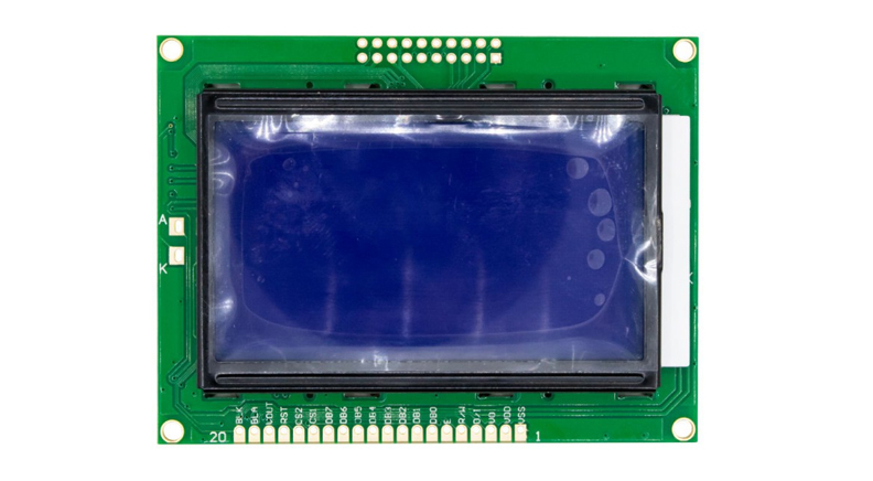 نمایشگر GLCD 64x128 گرافیکی بک لایت آبی با درایور KS108 فریم کوچک