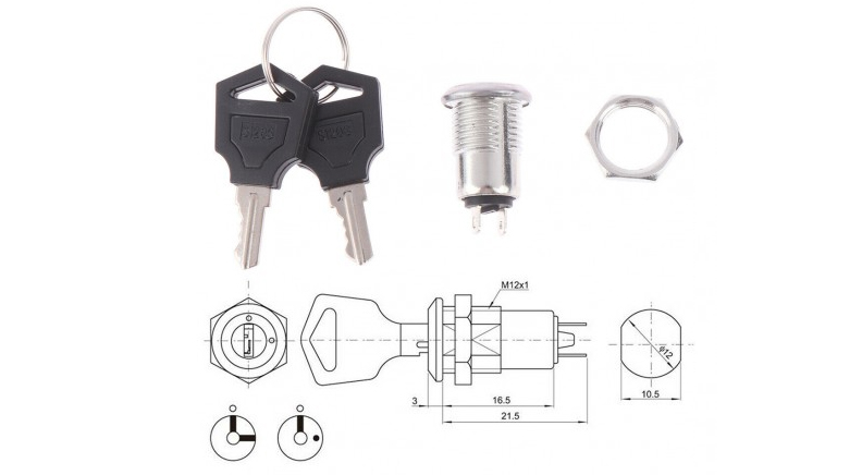 سوئیچ آلفا 2 حالته با کلید فلزی s1203