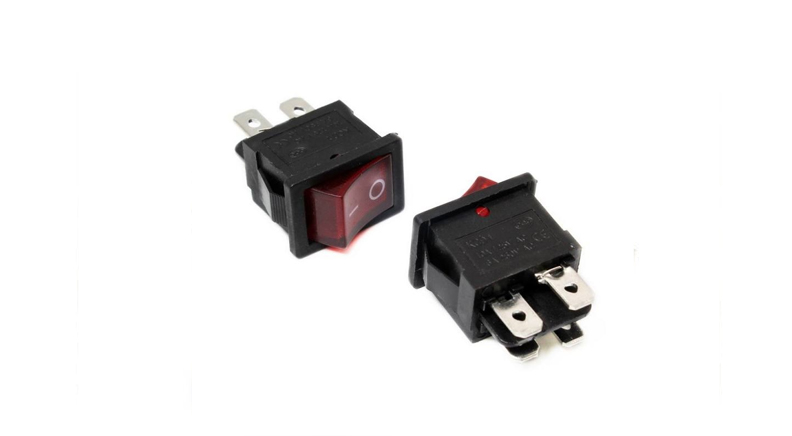 کلید راکر  دو حالته چهار پین چراغدار قرمز