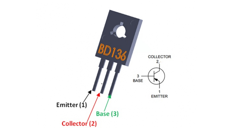 ترانزیستور BD136 نوع PNP پکیج TO-126