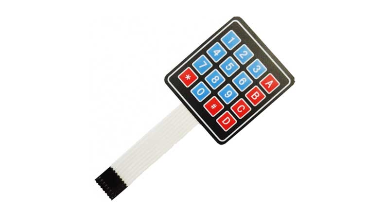 کیپد 4x4 فلت دار مدل 0-9 A-D آبی-قرمز