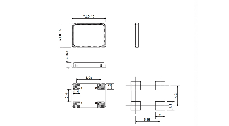 کریستال اوسیلاتور 12.000MHZ 5X7mm 10PPM