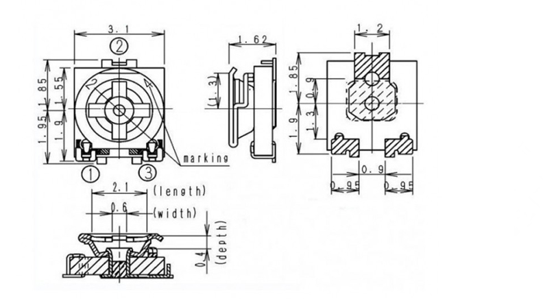 پتانسیومتر 500 اهم SMD