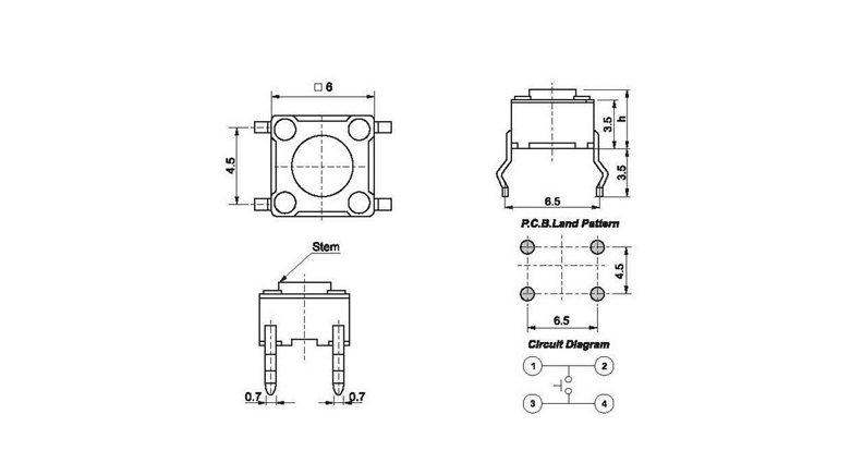 تک سوئیچ 6x6x6mm