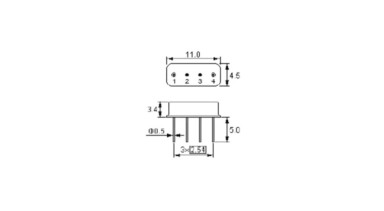 کریستال 433 مگاهرتز -  Saw resonator  ( 4 پایه )