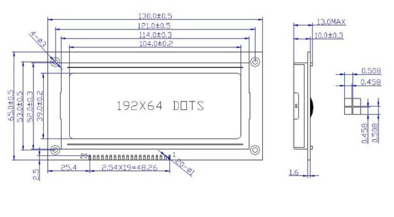 نمایشگر GLCD 64x192 گرافیکی بک لایت آبی با درایور KS0108