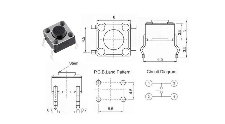 تک سوئیچ 6x6x5mm