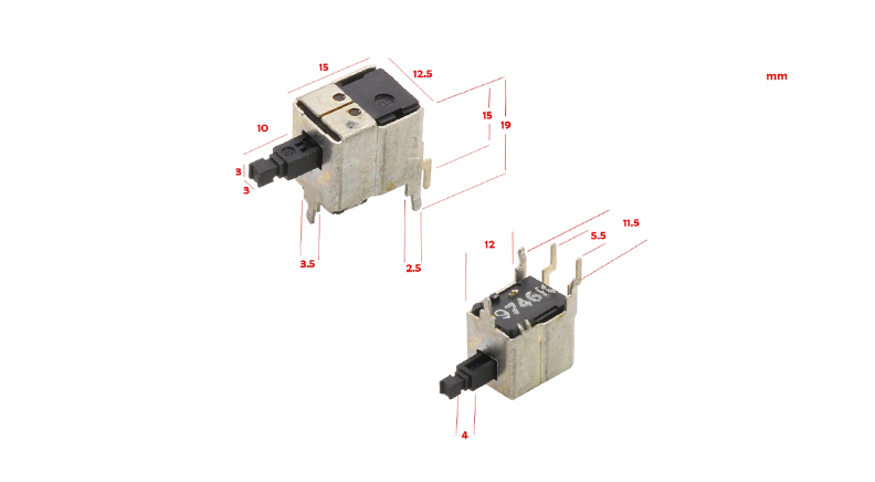 سوییچ 2 پایه On-Off روبردی هولدر دار سایز 15x15x12.5