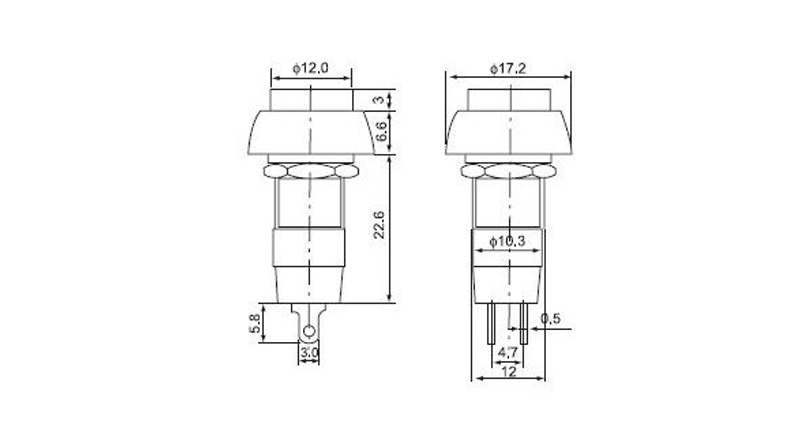 شستی فشاری گرد مشکی مدل PB-305 